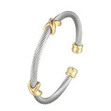 Stainless Steel Twisted Cable Wire Bracelet for Women