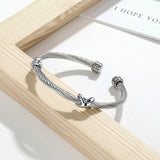 Stainless Steel Twisted Cable Wire Bracelet for Women