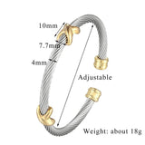 Stainless Steel Twisted Cable Wire Bracelet for Women