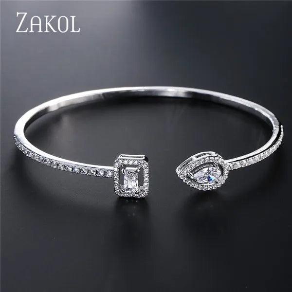 Micro Pave Zirconia Crystal Cuff Bracelet Bangle for Women BP2009