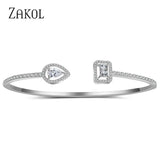 Micro Pave Zirconia Crystal Cuff Bracelet Bangle for Women BP2009