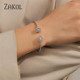 Micro Pave Zirconia Crystal Cuff Bracelet Bangle for Women BP2009
