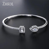 Micro Pave Zirconia Crystal Cuff Bracelet Bangle for Women BP2009