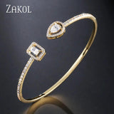 Micro Pave Zirconia Crystal Cuff Bracelet Bangle for Women BP2009
