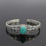 Vintage Green Stone Cuff Bracelet - Bohemian Summer Jewelry