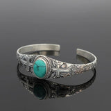 Vintage Green Stone Cuff Bracelet - Bohemian Summer Jewelry