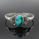 Vintage Green Stone Cuff Bracelet - Bohemian Summer Jewelry