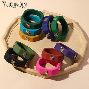 Vintage Multicolor Bee Acrylic Bangles for Women