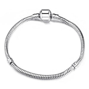 Charm Bracelet Rose Silver Alloy Snake Chain Basic Bracelets For Women Bead DIY