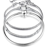 Charm Bracelet Rose Silver Alloy Snake Chain Basic Bracelets For Women Bead DIY
