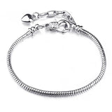 Charm Bracelet Rose Silver Alloy Snake Chain Basic Bracelets For Women Bead DIY