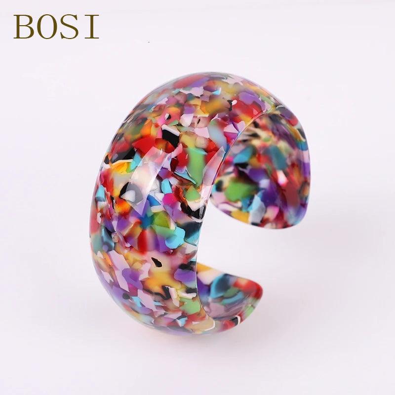 Bohemian ZA Leopard Print Resin Bracelets Colorful Bangles for Women