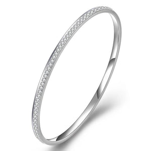 Stainless Steel Bangles Women Jewelry With CZ Crystal