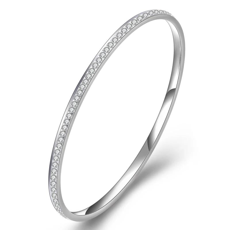 Stainless Steel Bangles Women Jewelry With CZ Crystal