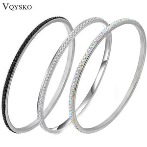 Stainless Steel Bangles Women Jewelry With CZ Crystal