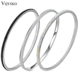Stainless Steel Bangles Women Jewelry With CZ Crystal