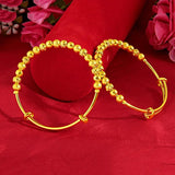 24K Yellow Bangles Beads Bracelet Bangle Adjustable Wedding Jewelry