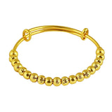24K Yellow Bangles Beads Bracelet Bangle Adjustable Wedding Jewelry