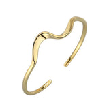 Silver Minimalist Wave Twisted Open Bracelet Bangle for Women Girl