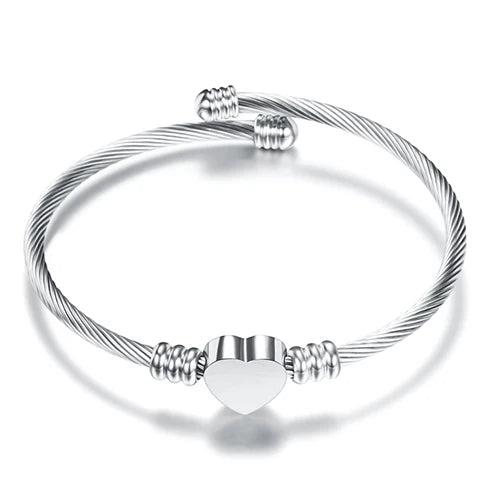 8mm Beads Stainless Steel Cable Stretch Bracelet for Women