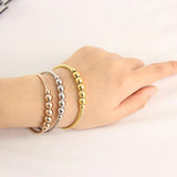 8mm Beads Stainless Steel Cable Stretch Bracelet for Women