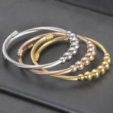 8mm Beads Stainless Steel Cable Stretch Bracelet for Women