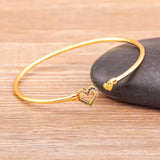 Nidin Charm Heart Shape Colorful Rhinestone Bangle Zircon Jewelry
