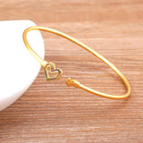 Nidin Charm Heart Shape Colorful Rhinestone Bangle Zircon Jewelry