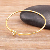Nidin Charm Heart Shape Colorful Rhinestone Bangle Zircon Jewelry