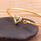Nidin Charm Heart Shape Colorful Rhinestone Bangle Zircon Jewelry