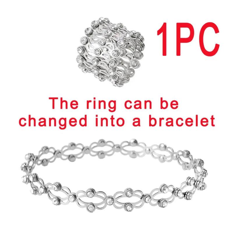 Magic Retractable Ring Bracelet Twist Folding Ring Rhinestone Bracelet