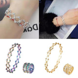Magic Retractable Ring Bracelet Twist Folding Ring Rhinestone Bracelet
