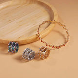 Magic Retractable Ring Bracelet Twist Folding Ring Rhinestone Bracelet