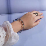 Magic Retractable Ring Bracelet Twist Folding Ring Rhinestone Bracelet