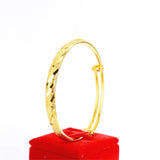 24K Charm Bracelet Women 10mm Width Geometric Bangle Wristband Wedding Jewelry