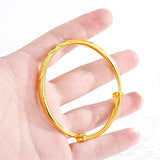 24K Charm Bracelet Women 10mm Width Geometric Bangle Wristband Wedding Jewelry