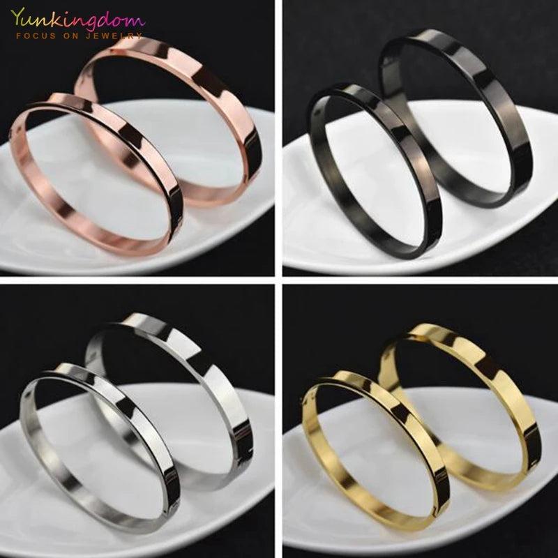 Yunkingdom 4 Colors Stainless Steel Bracelets & Bangles Wide 4Mm/6Mm/8Mm
