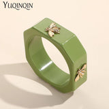 Multicolor Bee Acrylic Bangles for Women Geometric Square Indian Bracelets