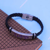Stainless Steel Purple Om PSI Phi Fraternity Bracelet Men