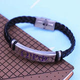 Stainless Steel Purple Om PSI Phi Fraternity Bracelet Men