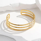 316L Stainless Steel Geometric Hollow Cuff Bracelet For Women Adjustable Bangle