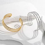 316L Stainless Steel Geometric Hollow Cuff Bracelet For Women Adjustable Bangle