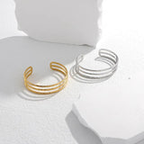316L Stainless Steel Geometric Hollow Cuff Bracelet For Women Adjustable Bangle