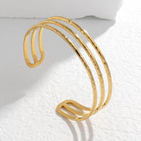 316L Stainless Steel Geometric Hollow Cuff Bracelet For Women Adjustable Bangle