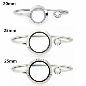 Living Memory Locket Bracelet Bangle Stainless Steel Floating Locket Bracelet