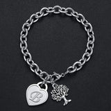Stainless Steel Heart Bracelet Bangle with Initial Alphabet Jewelry for Women