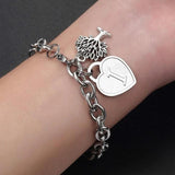 Stainless Steel Heart Bracelet Bangle with Initial Alphabet Jewelry for Women