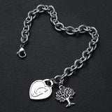 Stainless Steel Heart Bracelet Bangle with Initial Alphabet Jewelry for Women