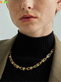Exaggerated Retro Metal Chain Link Necklace for Women