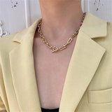Exaggerated Retro Metal Chain Link Necklace for Women